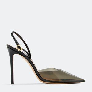 Gianvito Rossi Ribbon D'Orsay Plexi Heels size 37